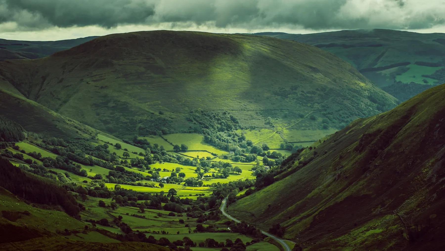 Green Welsh valley and countryside
